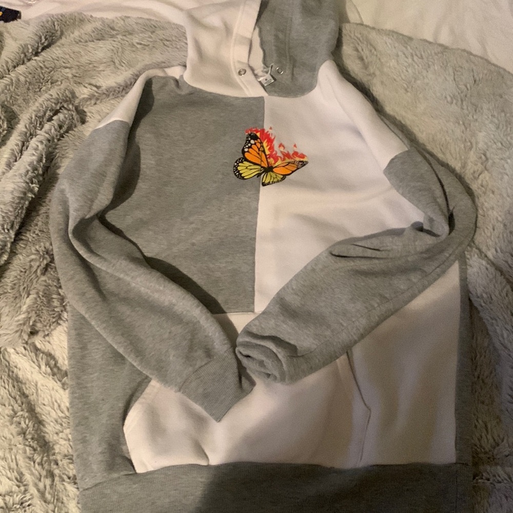 an oversized fire butterfly hoodie